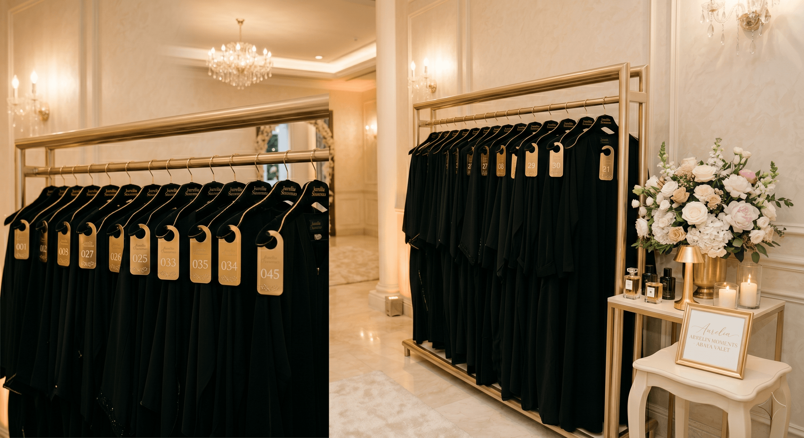 Luxury abaya rack setup for Aurelia Moments